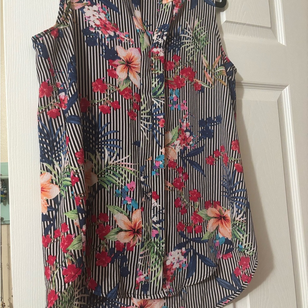 Faith and Joy Floral Striped Tank Top - Multicolor